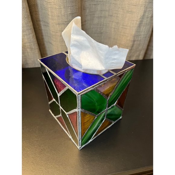 Handmade Stained Glass Tissue Box Holder - Picture 10 of 11